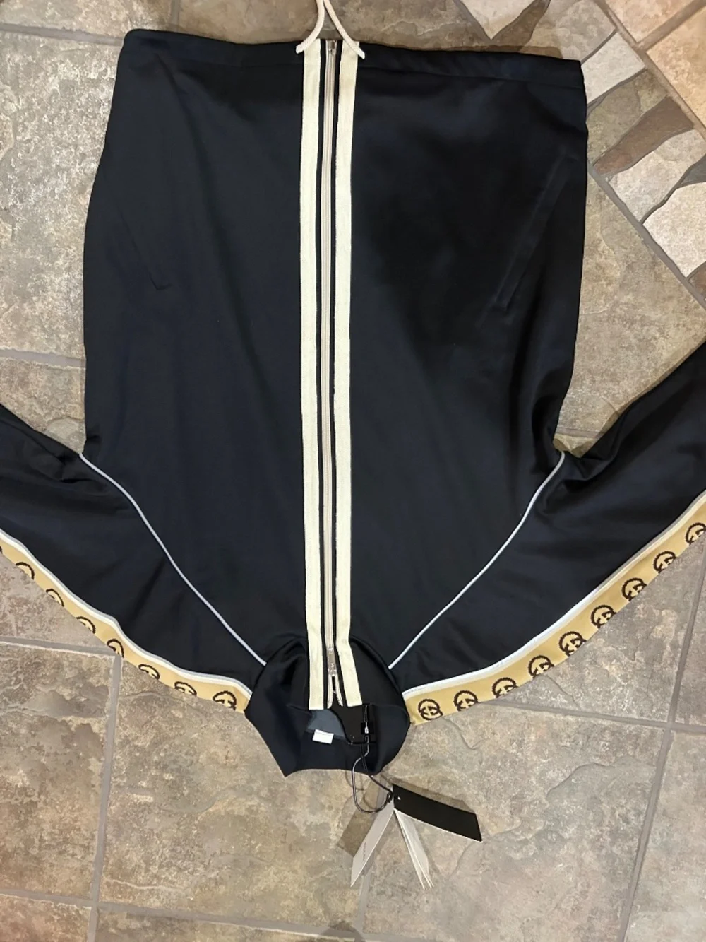 Men’s Gucci GG Ribbon Oversized Technical Jersey Track Jacket.  Size XL.